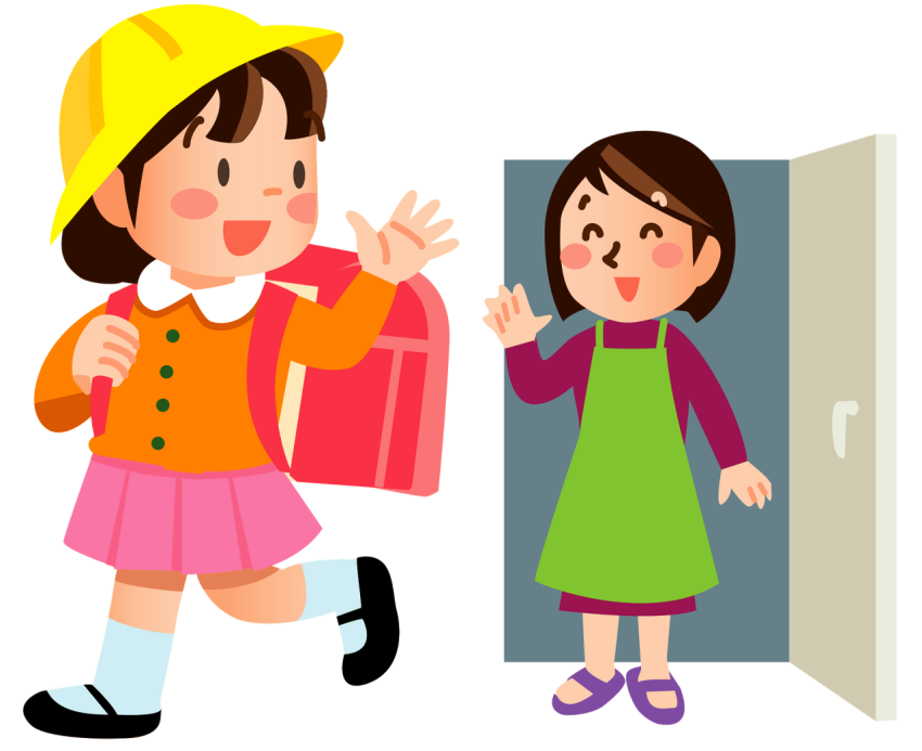 Cute Cartoon say Goodbye to moom PNG Character