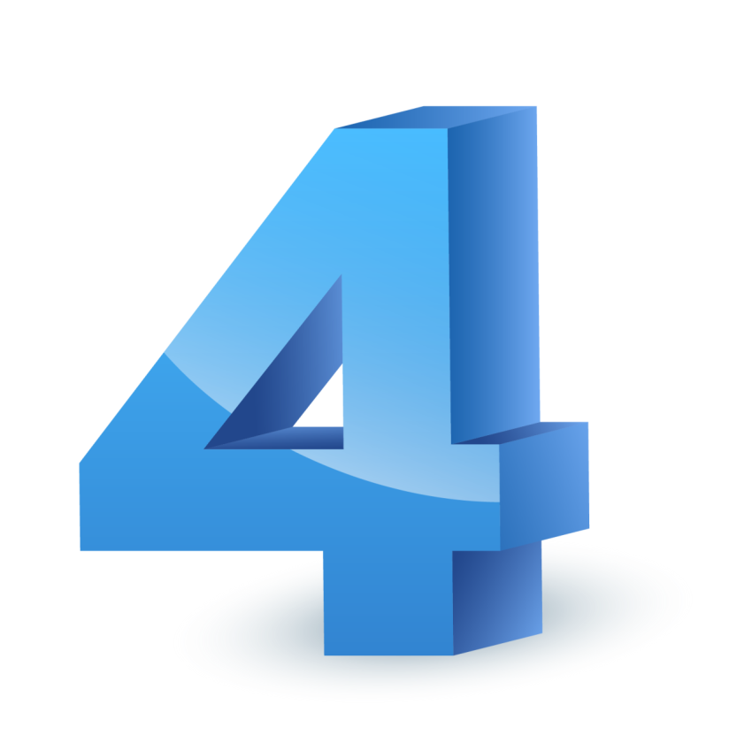 3d Blue 4 Number PNG Picture Free Download