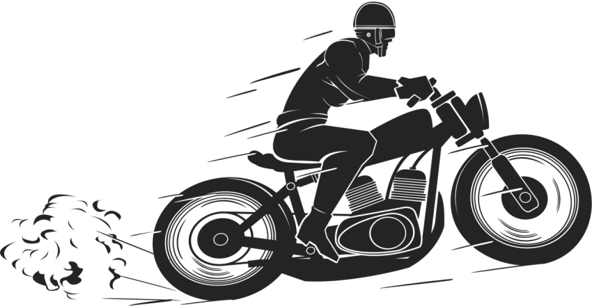 Riding MotorBike PNG Sillhouete Logo