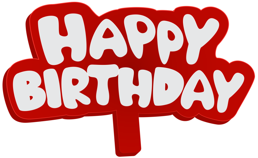 Red & White Happy Birthday PNG Sticker Free Download