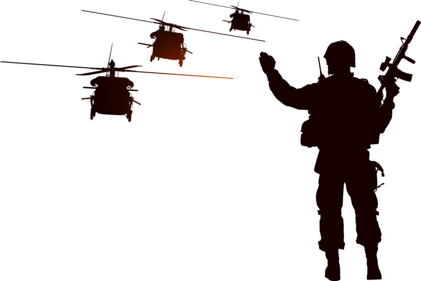 PSD Silhouette Helicopters PNG Army Free Download