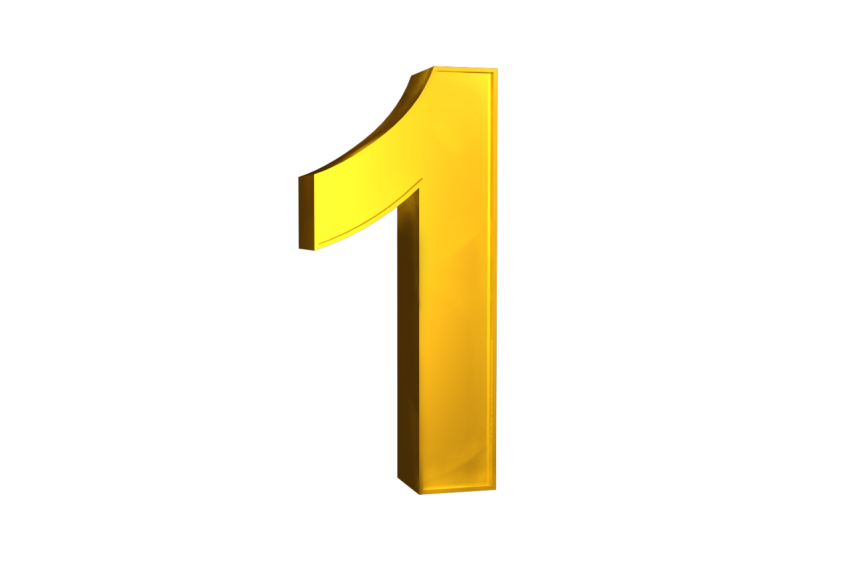 Gold Yellow 1 Number PNG Image