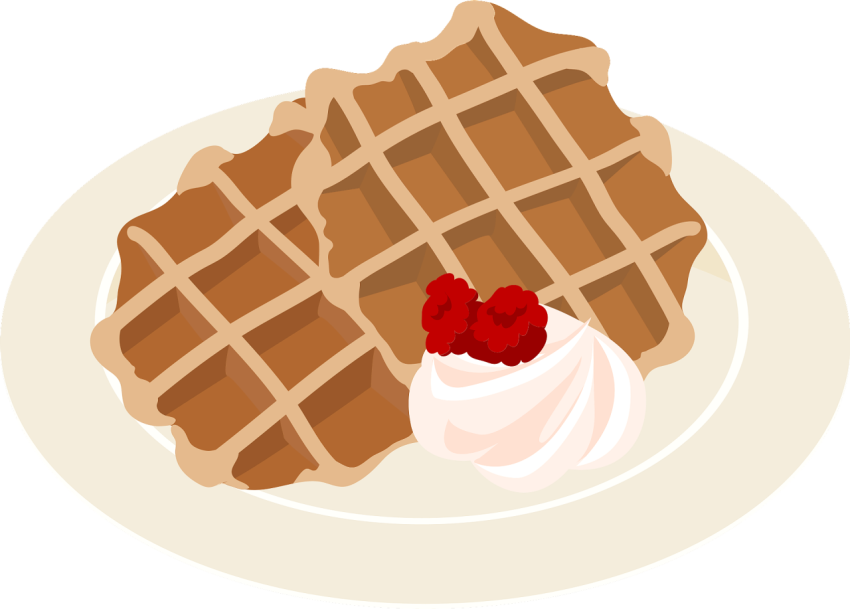 Cartoon Food On Waffle PNG Dessert Image