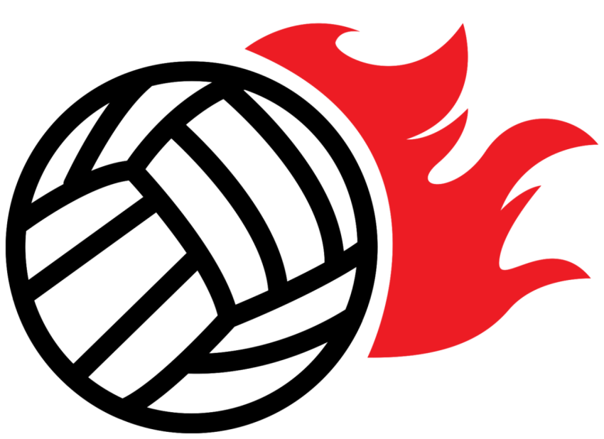 Fast short Volleyball with fire PNG Logo