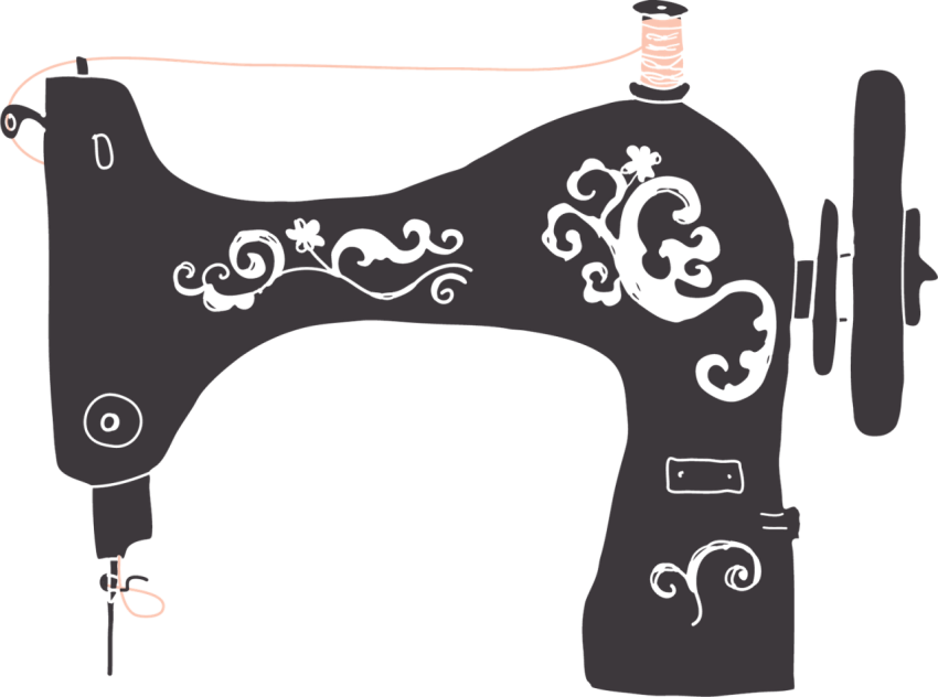 Floral Singer Sewing Machine PNG Design