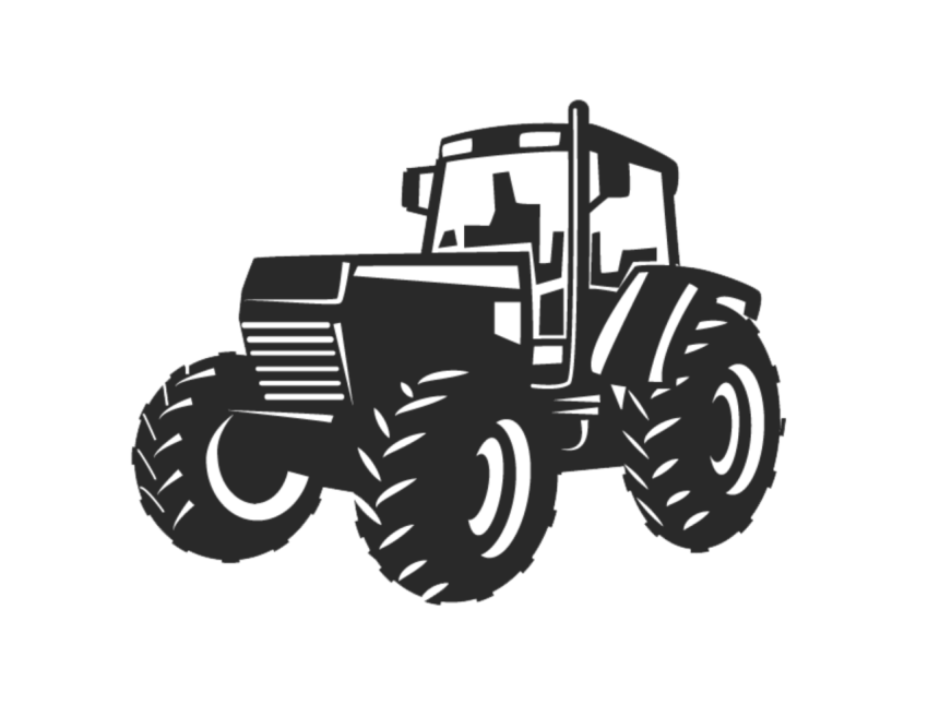 Black & White Tractor PNG Sketch free Download