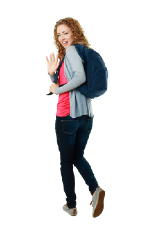 College girl waving good bye free png