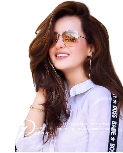 Sumbal iqbal with open hair and teeth smile free png