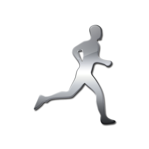 glossy silver icon sports hobbies people runing icon