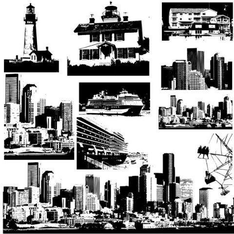 Vector City Building Urban Element Icon Set Park Alleys Sidewalks Decoration Elements PNG Images With Transparent