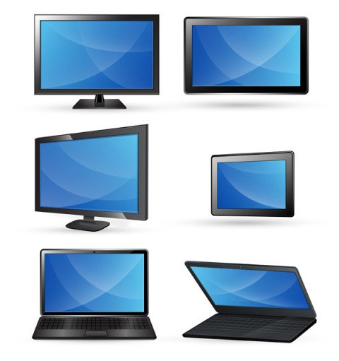 Monitor and laptop vactor graphic design images