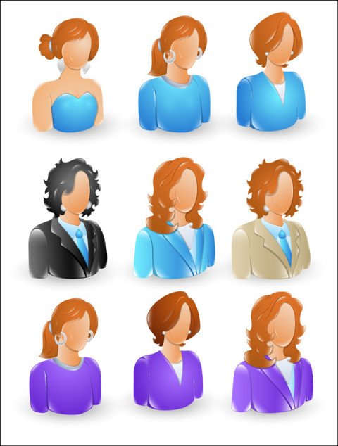 Female Profile Icons vector graphic design image