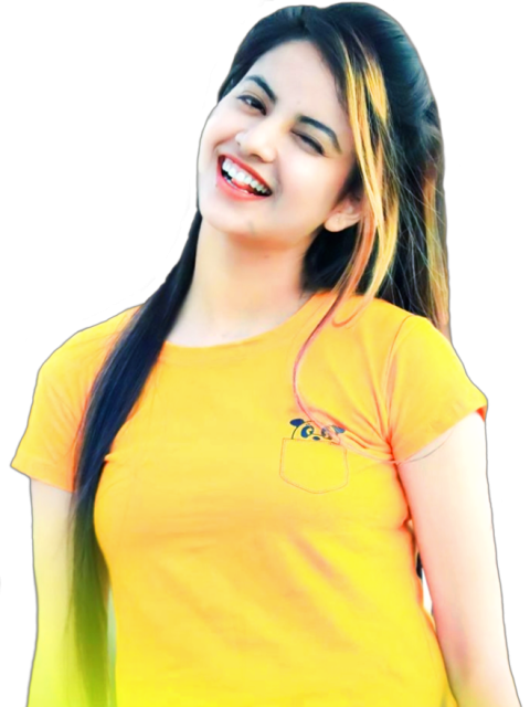 Beautiful naughty girl in yellow shirt free png