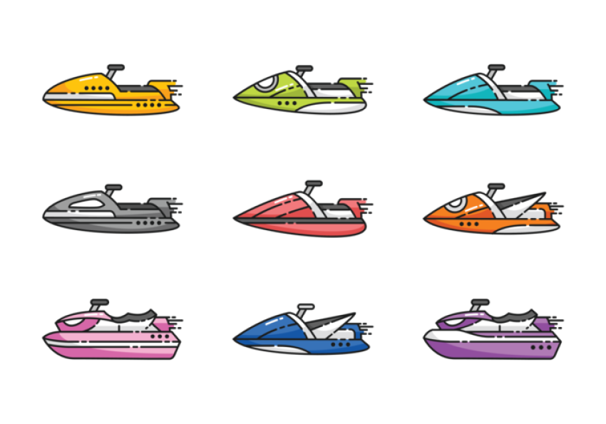 Colorful Jet Ski PNG Transparent icon Free Download
