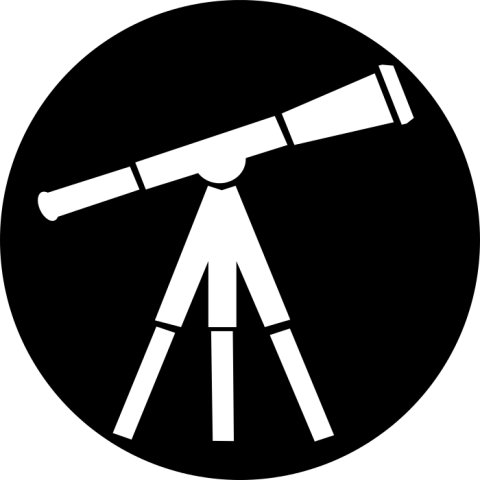Black & While Telescope PNG circle Sticker Free Download