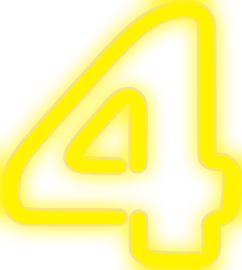 Yellow 4 Number Outline PNGs Free