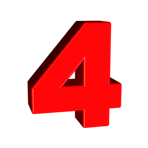 Red 4 Number PNG Image on Free Download