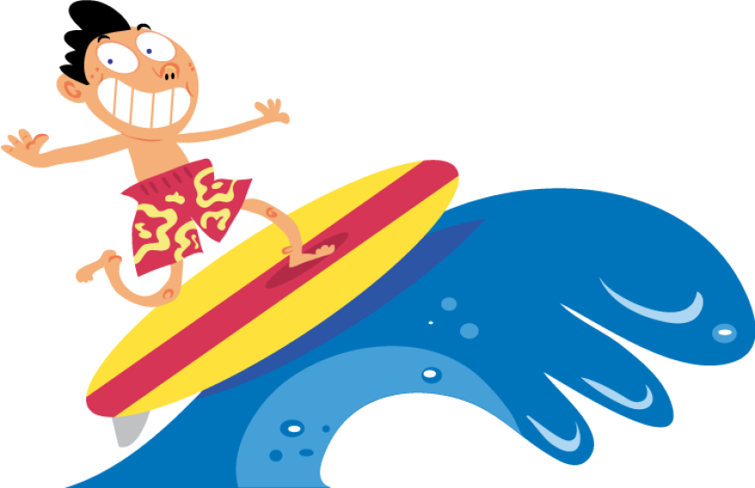Cool Surfing PNG Cartoon Sticker Free Download