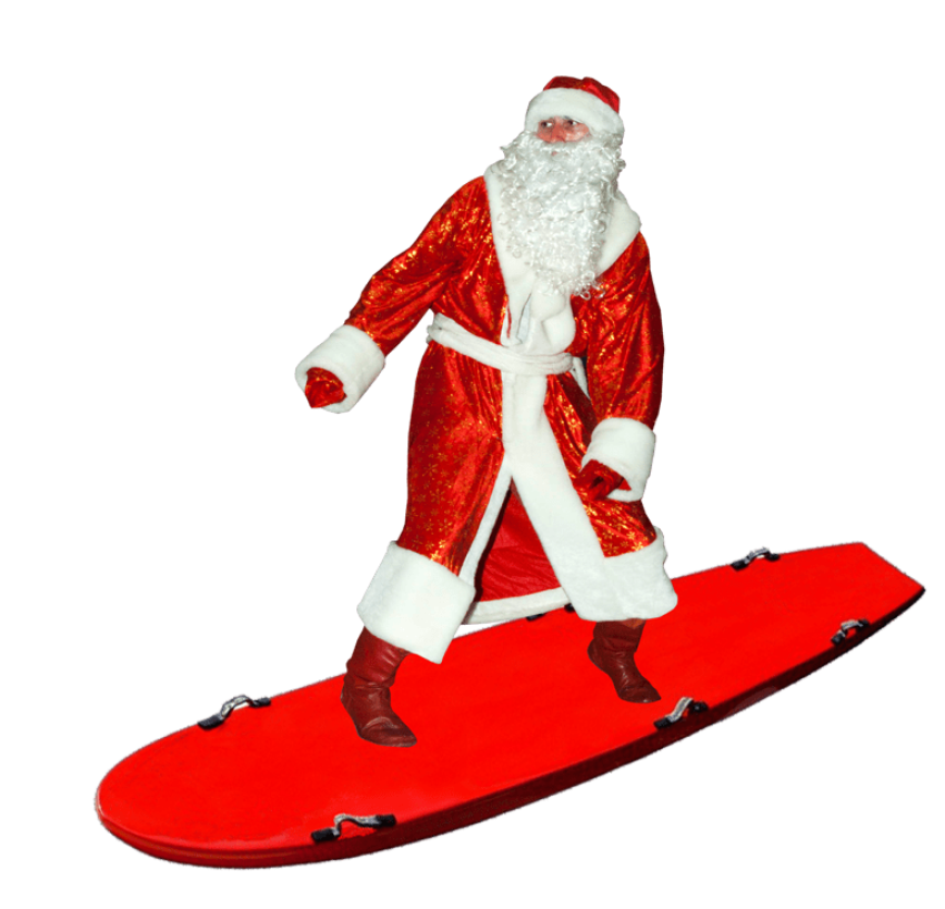 Santa Surfing PNG Picture on White Background
