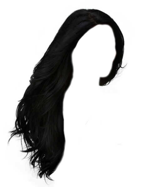Long Hair Black Wig PNG Image On Transparent Background