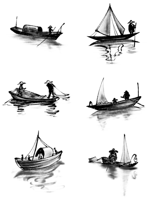Freehand painting of fishing boat PNG Free Download