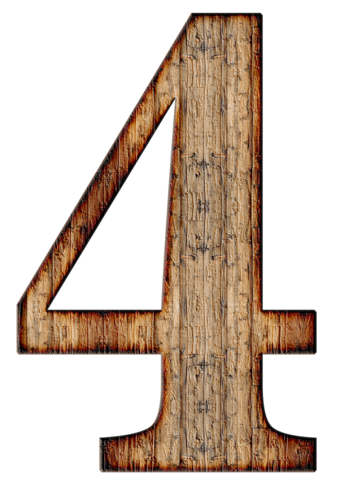 Wooden No 4 PNG Stock Photo Download Free