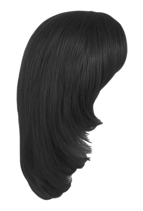 Top View of Hair Black Wig PNG Photo