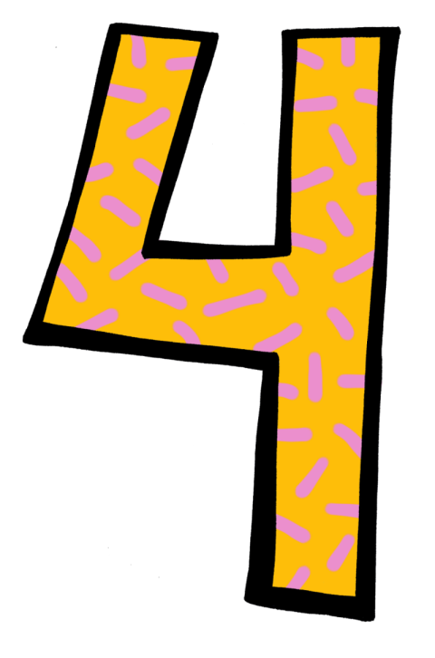 4 Number PNG Hand art Image Without Background