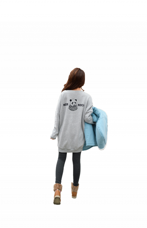 Asian back girl dp grey shirt black tigts with blue coat free png
