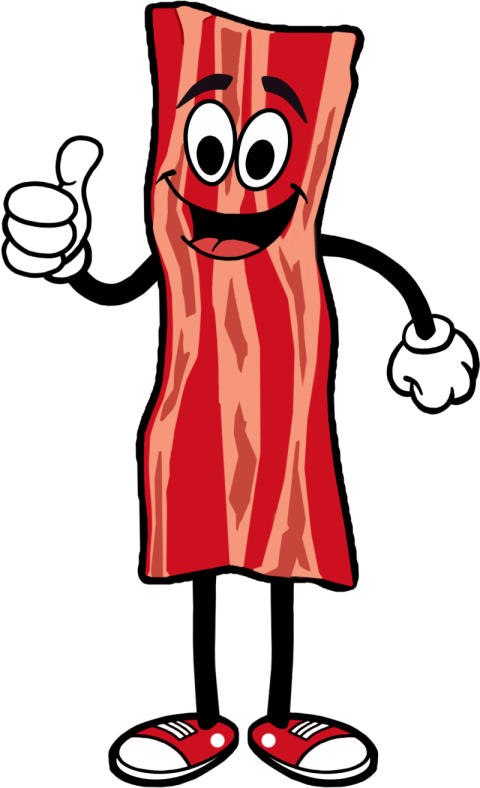 Cute Cartoon Bacon PNG Character Free Download