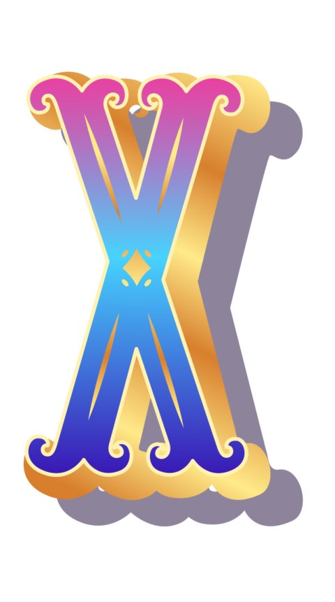 Colorfull X Letter PNG Template Image