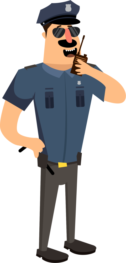 Vector Art Cartoon On Police Using Walkie Talkie PNG Free Download Character
