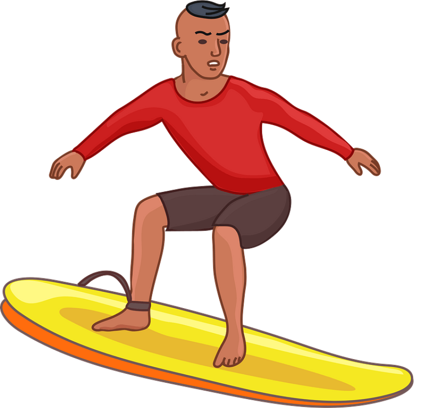 Surfer on a board Character PNG & SVG Design