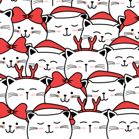 Cute cat christmas pattern PNG Free Download Image