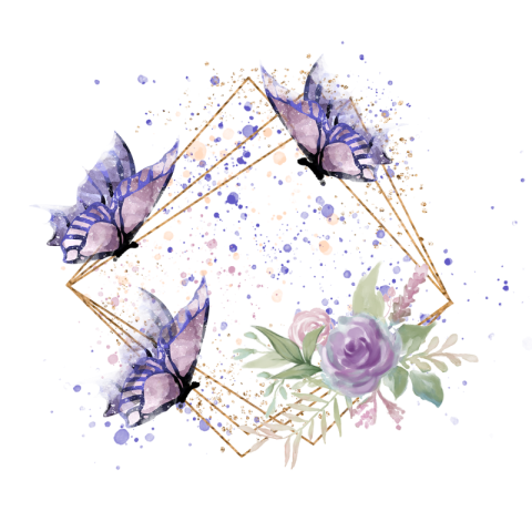 Purple fantasy butterfly flower border PNG Free Download