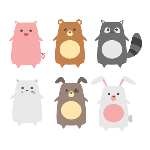 Cute baby animals vector graphic PNG Free Download