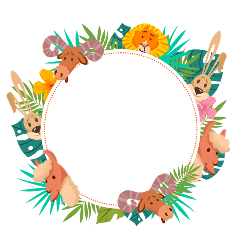 Cartoon jungle bunny lion animal PNG Free Download