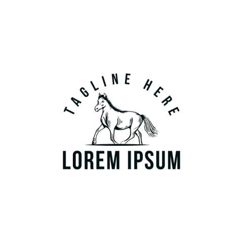 Line art of horse, hand drawn logo