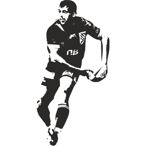 Black & White Rugby game Player PNG sticker