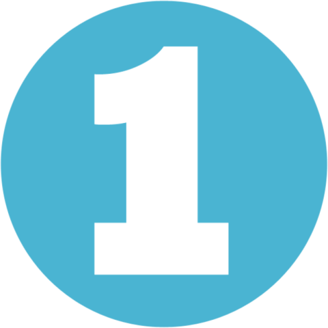 White 1 Number into Skyblue Circle PNG Sticker