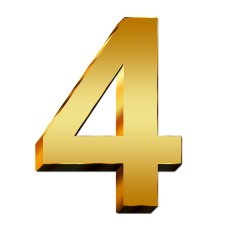4 Gold Number PNG Image Free Download