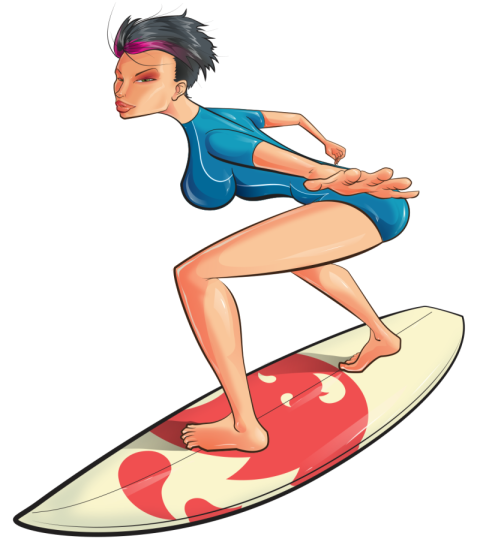 Surfer Girl PNG Vector, PSD And Clipart with Transparent Cartoon