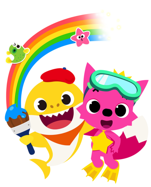 Baby Shark with cat to celebration PNG picture