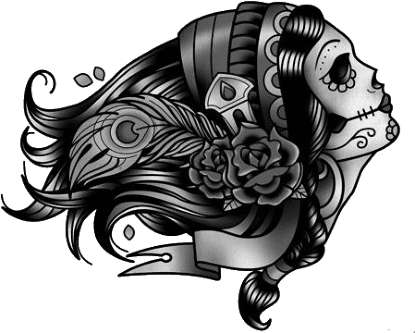 Black women Face rose tattoo png Free