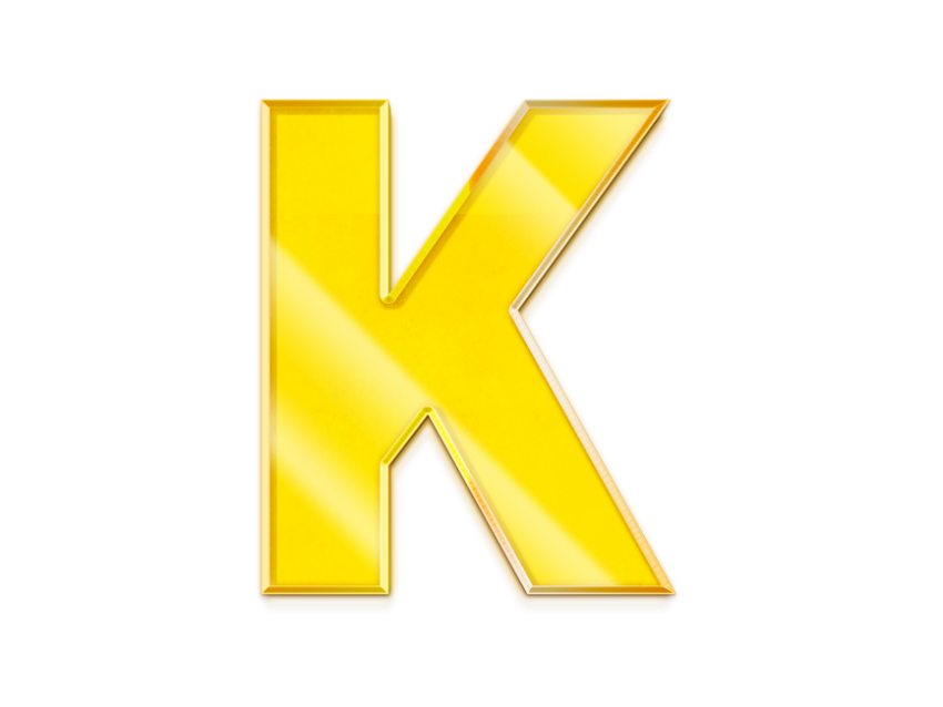 Yellow Letter Of K PNG Image On White Background