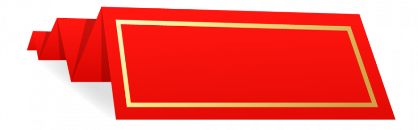 Red and golden paper tag zikzack shape vector graphic design