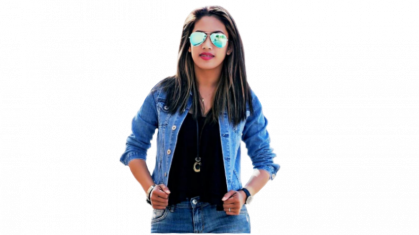 Beautiful glasses girl with highlight hairs free png