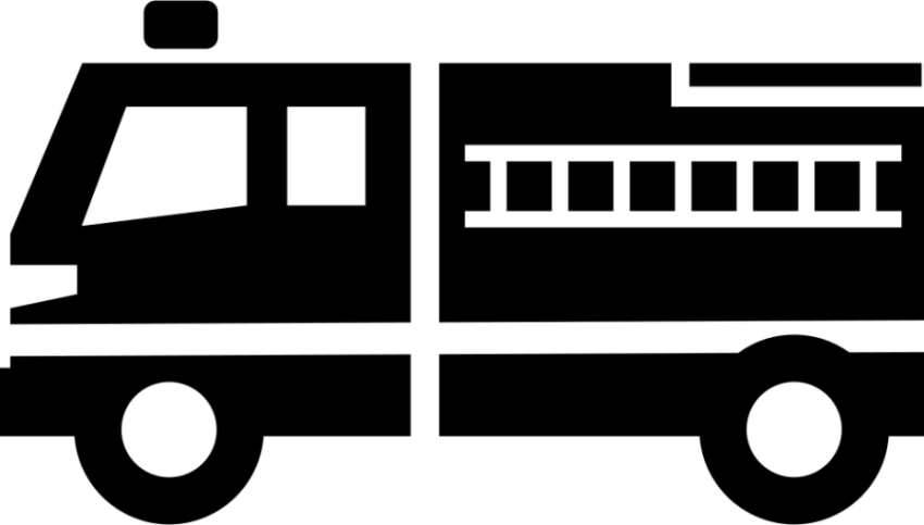 PSD Sillhouette Fire Truck PNG Logo