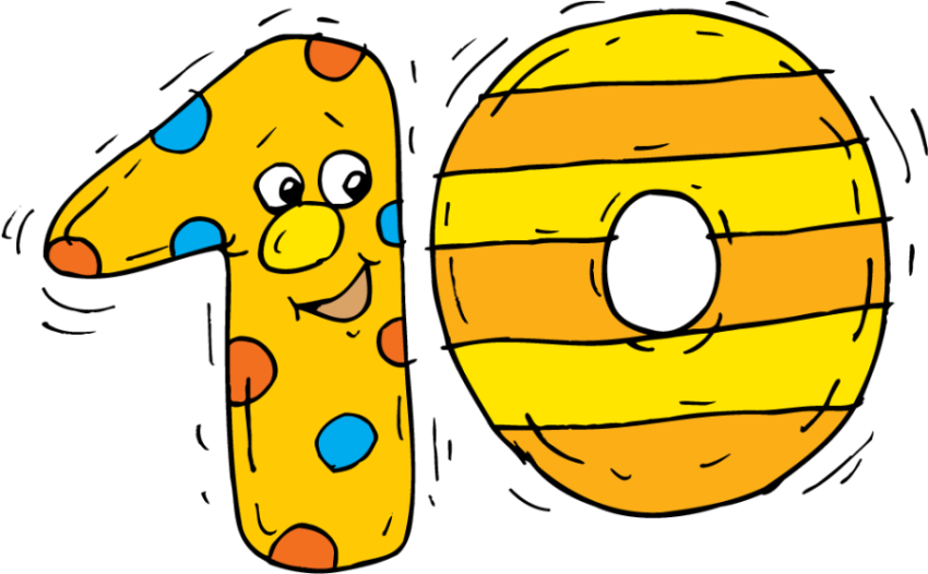 Cute 10 Number PNG Cartoon Character Free Education Image