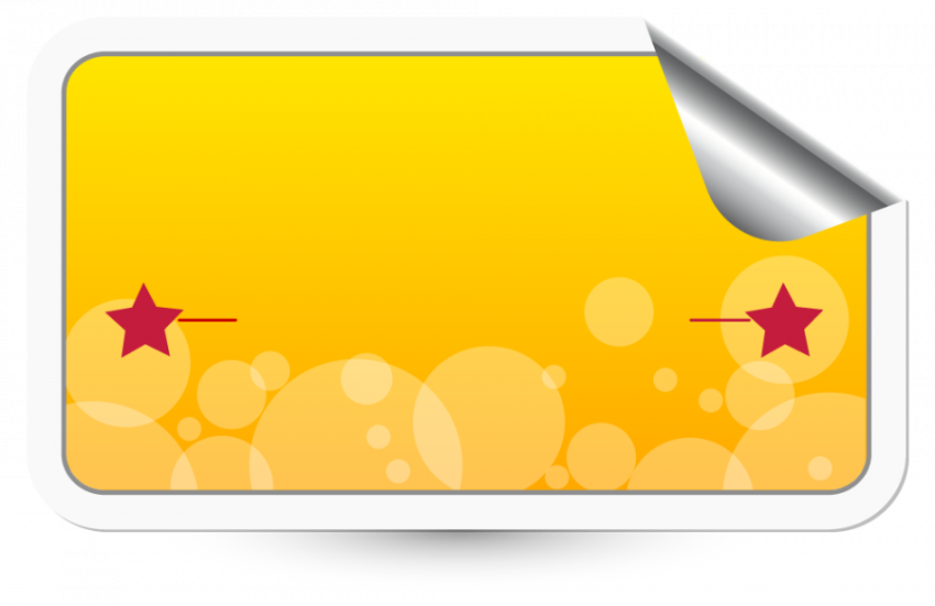 Shining Yellow paper tag with resd stars vector graphic design